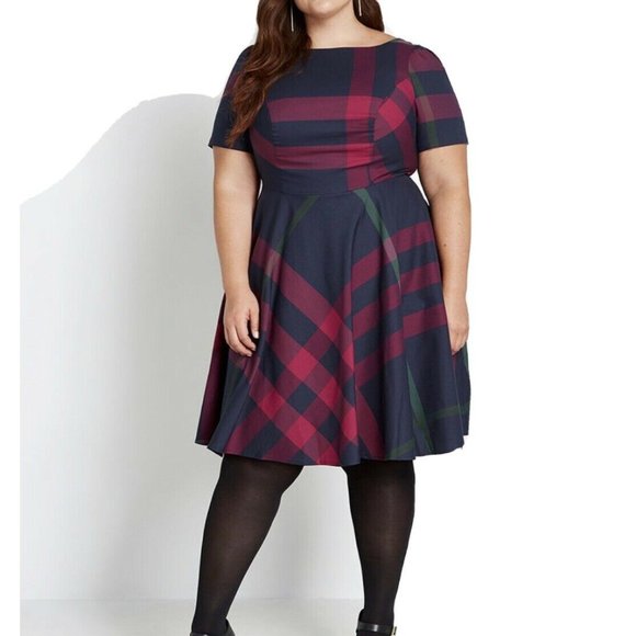Modcloth Dresses & Skirts - ModCloth NWT Retro Holiday Plaid Pocket Dress, size 18